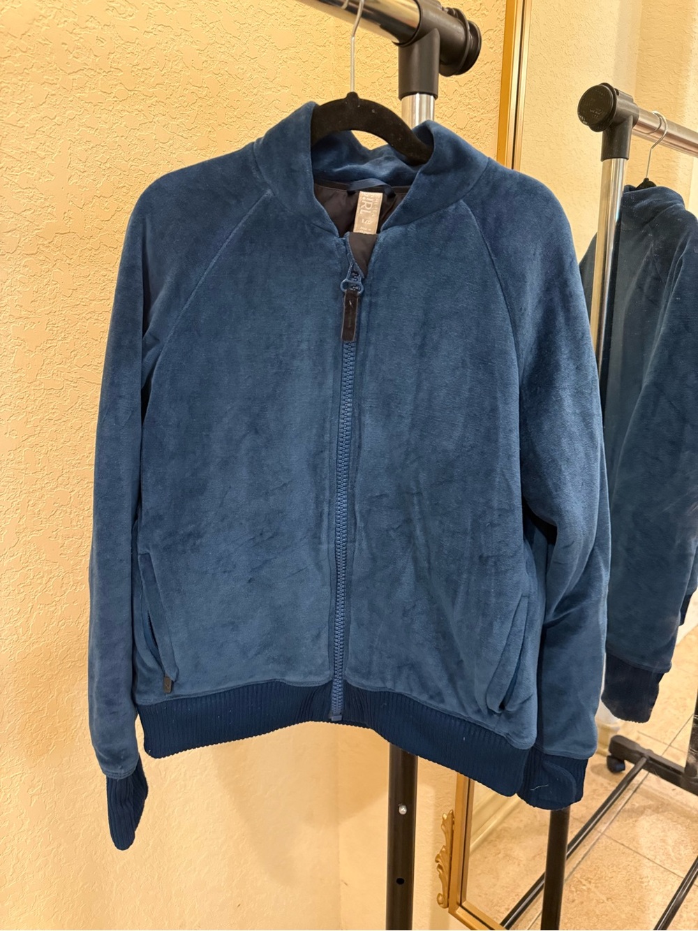 Athleta Girl Blue Velour zip jacket size 12